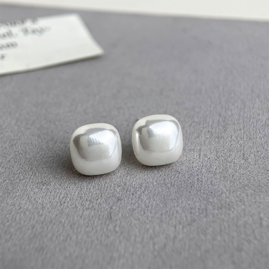 A廠 銅｜日韓款立體方形珍珠銀針耳環 批發 折扣@洽客服 26.02.W3「5869-5872」