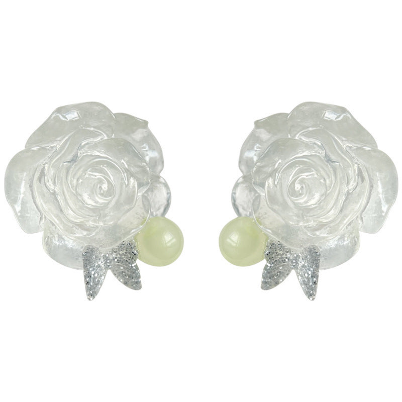 A廠 日韓款 甜美樹脂玫瑰花銀針耳環 批發 折扣@洽客服 25.11.W1「2715」