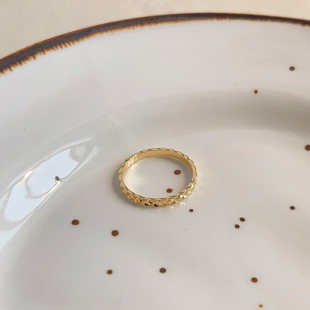 A2廠 日韓款菱格光面素圈銅鍍18K金戒指 批發 折扣@洽客服 25.12.W1「1741」