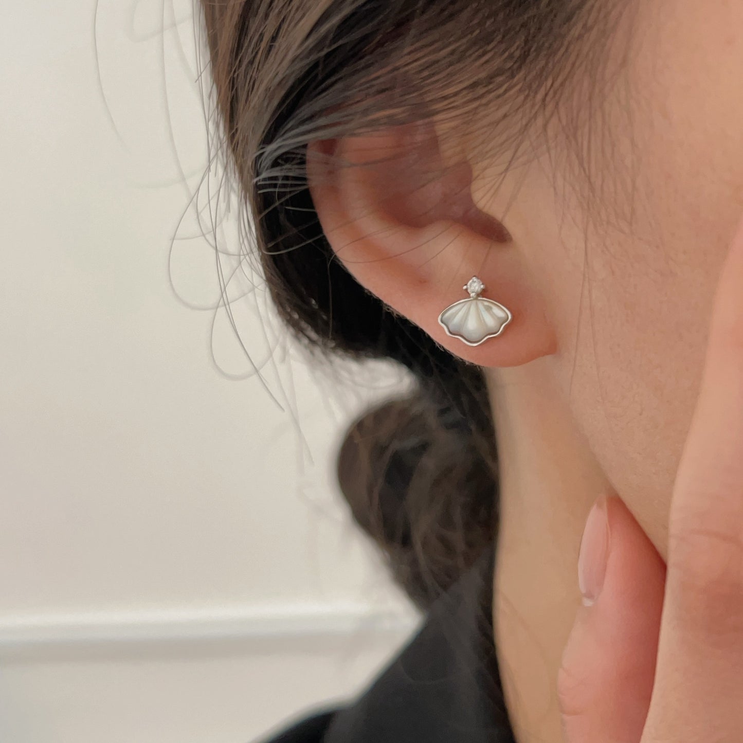 C3廠 韓國韓版優雅貝殼鑲嵌S999足銀耳環批發 折扣@洽客服 25.03.W2「ses106」