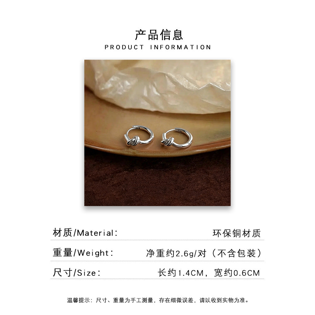 A廠 韓系極簡主義幾何繩結銀針耳環批發 折扣@洽客服 26.10.W4「7750」
