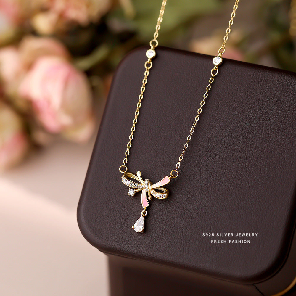 C廠 韓國韓版夜光膠蝴蝶結S925純銀項鍊 批發 折扣@洽客服 25.10.W5「A4475」