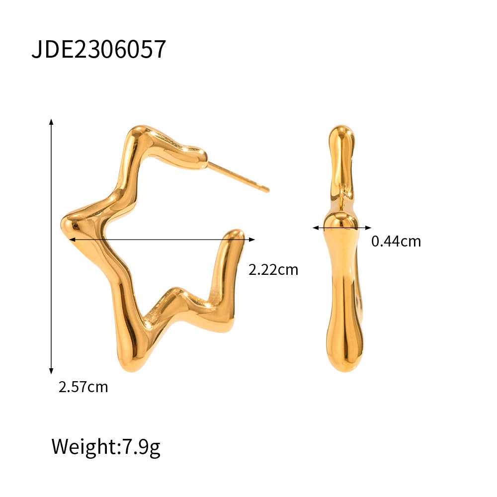 D廠【JDE2306057】簡約風格16K金不銹鋼星星耳環 23.07.W3