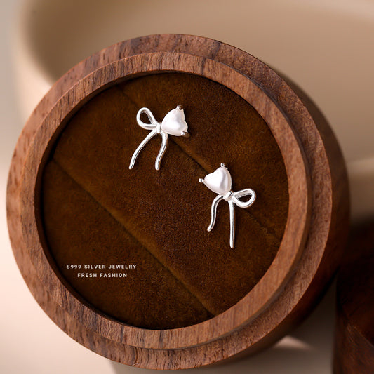 C廠 S999足銀｜韓國韓版輕奢蝴蝶結珍珠耳環 批發 折扣@洽客服 26.02.W3「E6183」