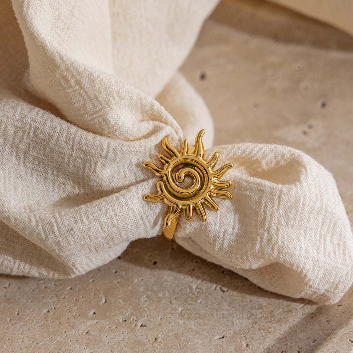 B廠 歐美款螺旋太陽鈦鋼鍍18K金戒指批發 折扣@洽客服 26.03.W2「JDR0311123-7」