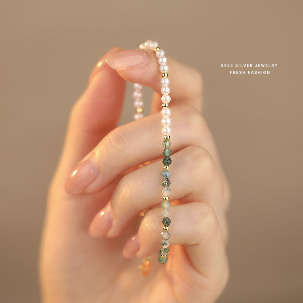 C廠 韓國韓版天然水草瑪瑙珍珠S925純銀手鍊 批發 折扣@洽客服 25.10.W5「L1113」