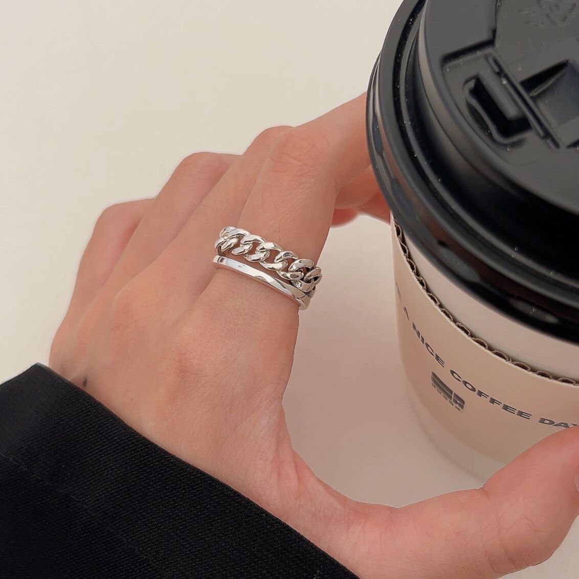 C3廠 韓國韓版鏈條開口S925純銀戒指 批發 折扣@洽客服 25.12.W2「HJZ107」