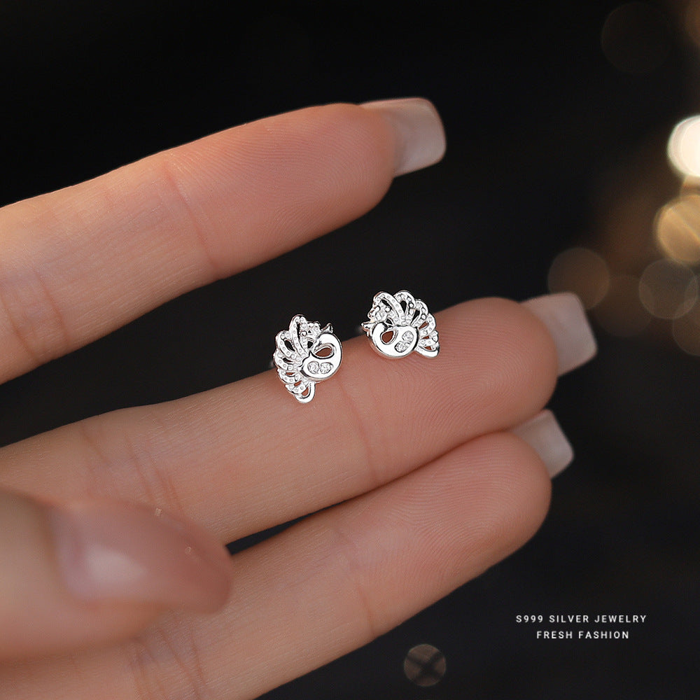 C廠 韓國韓版精緻鏤空孔雀S999純銀耳環 批發 折扣@洽客服 24.11.W2「E5771」