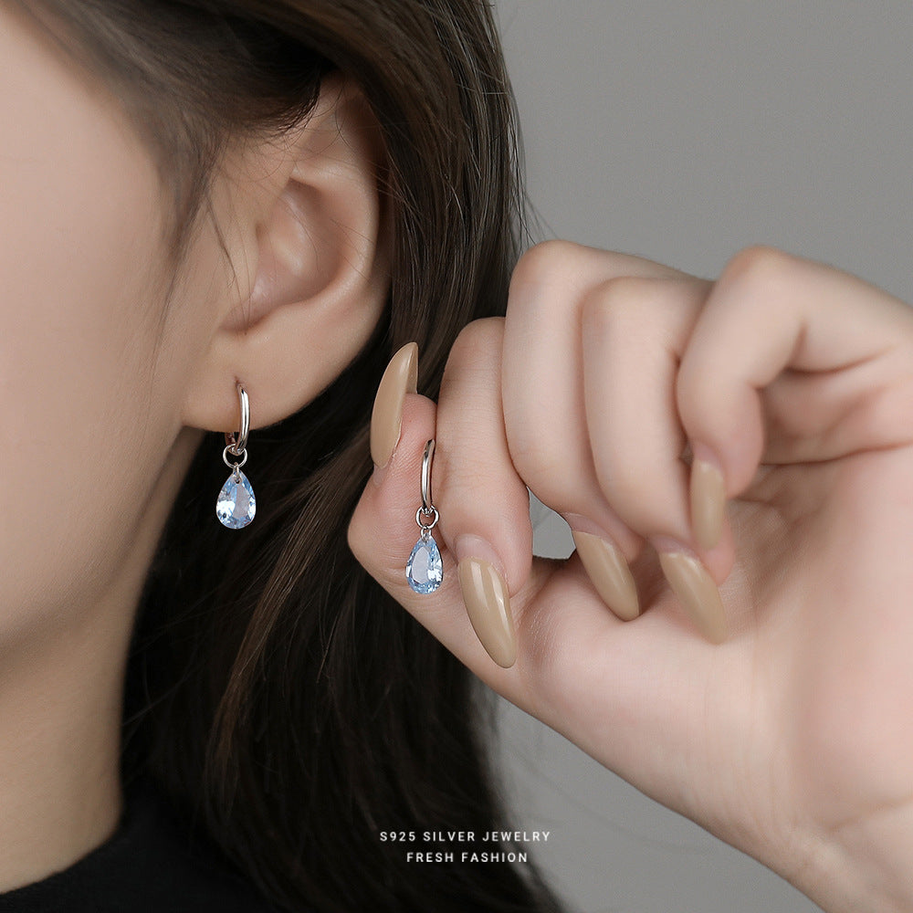 C廠 韓國韓版淺藍水滴流蘇S925純銀耳環 批發 折扣@洽客服 25.12.W4「E5928」