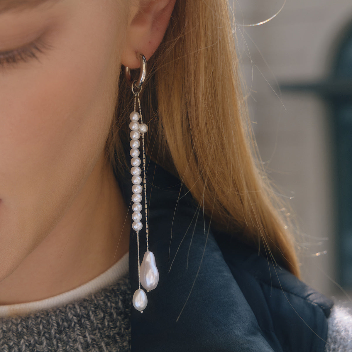 B廠 歐美款原色珍珠鈦鋼鍍18K金耳環批發 折扣@洽客服 26.03.W2「JDE0312239-S」