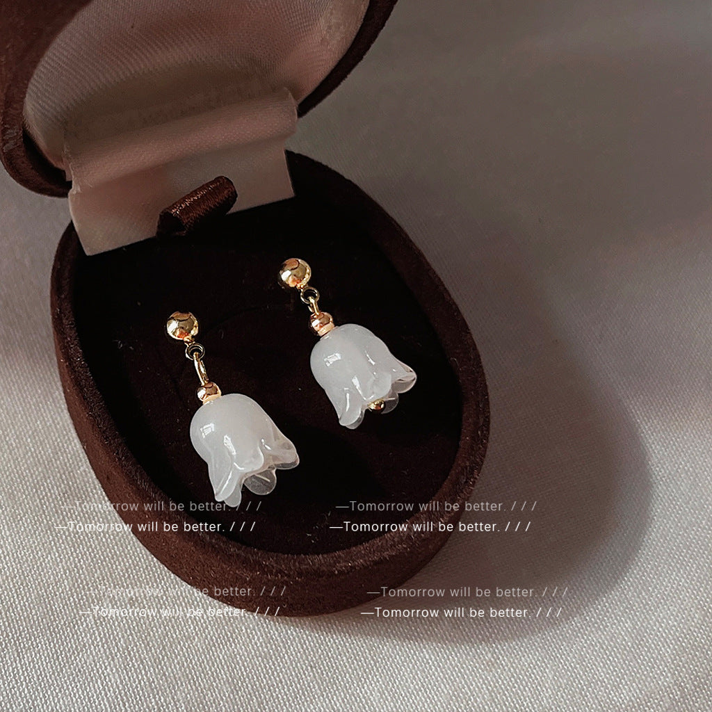 A廠 日韓琉璃花朵鬱金香銀針耳環批發 折扣@洽客服 26.03.W3「C-972」