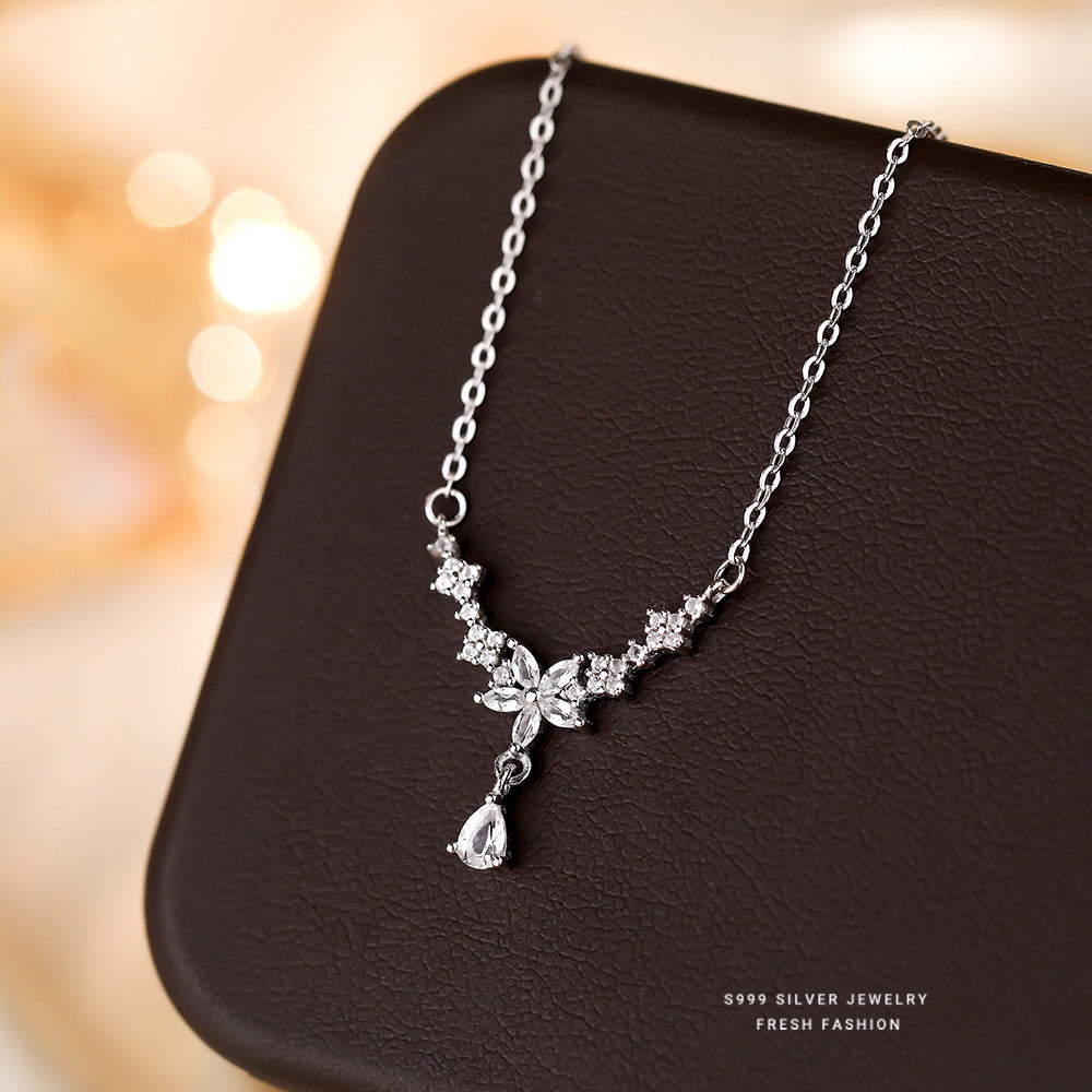 C廠 韓國韓版流蘇托帕石水滴花S999純銀項鍊 批發 折扣@洽客服 25.10.W5「A4470」