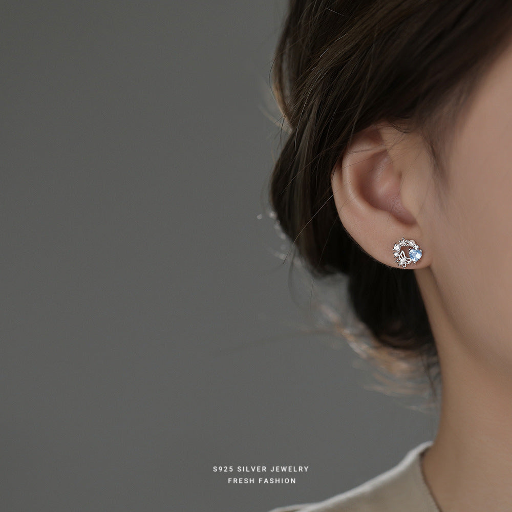 C廠 韓國韓版愛心蝴蝶珍珠S925純銀耳環 批發 折扣@洽客服 25.11.W3「E5788」