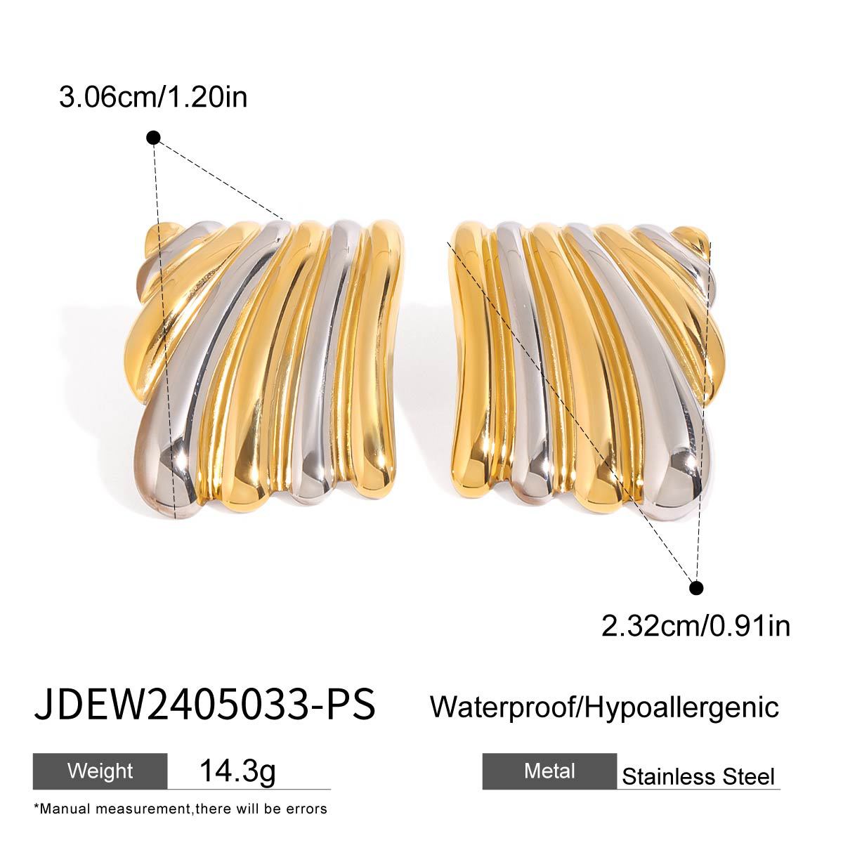 B廠 歐美款 MAYA 鈦鋼鍍18K金耳環 25.06.W2「JDEW2405033-PS」