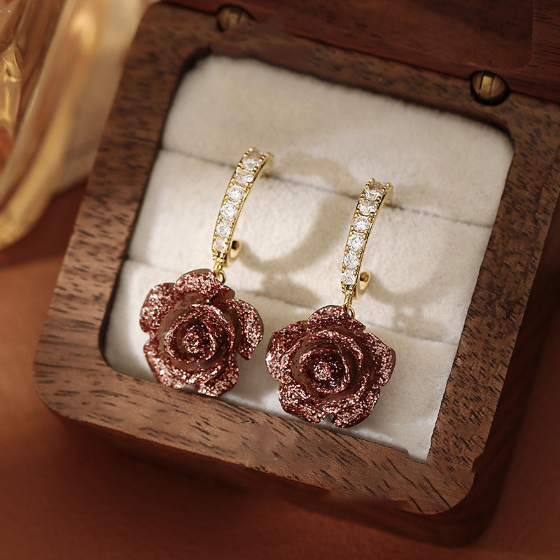 A2廠 韓國韓版鑲鑽樹脂花朵銀針耳環 批發 折扣@洽客服 25.12.W2「HE29228」