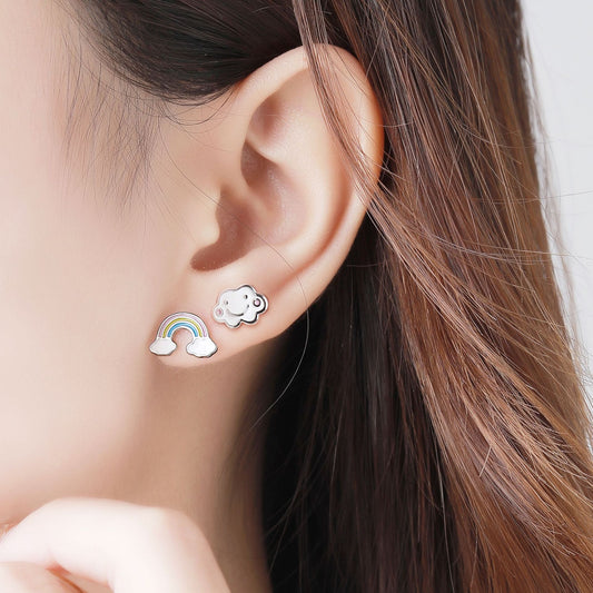 C廠 韓國韓版彩虹雲朵925純銀耳環批發 折扣@洽客服 26.03.W2「F1866」