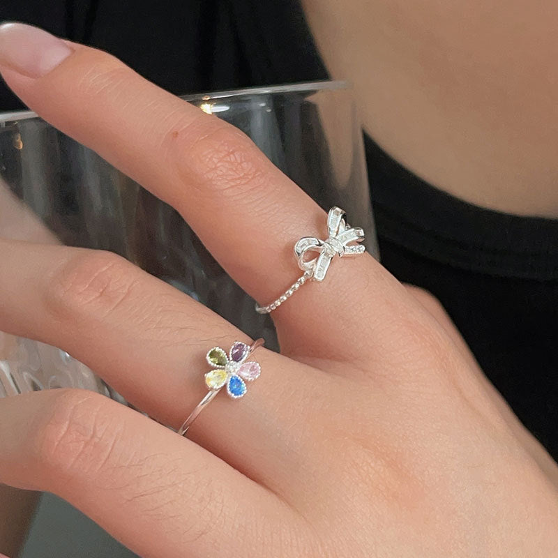 C3廠 韓國韓版鑲嵌蝴蝶結S925純銀戒指 批發 折扣@洽客服 25.11.W1「jz116 jz117」