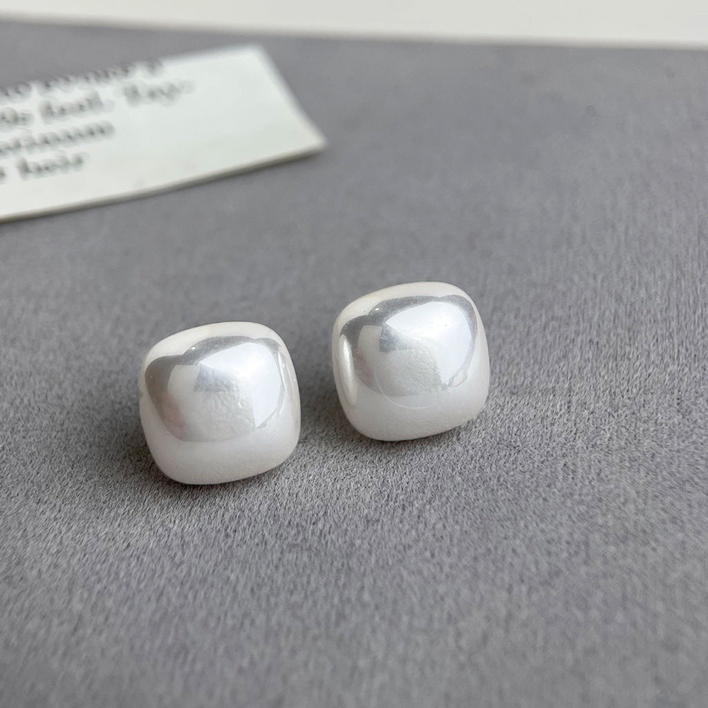 A廠 銅｜日韓款立體方形珍珠銀針耳環 批發 折扣@洽客服 26.02.W3「5869-5872」