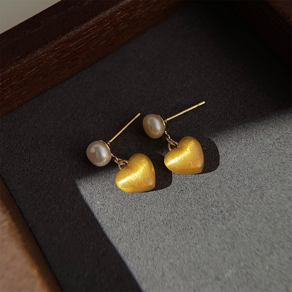 A廠 日韓款 輕奢質感拉絲愛心銀針耳環 批發 折扣@洽客服 25.11.W2「3300」