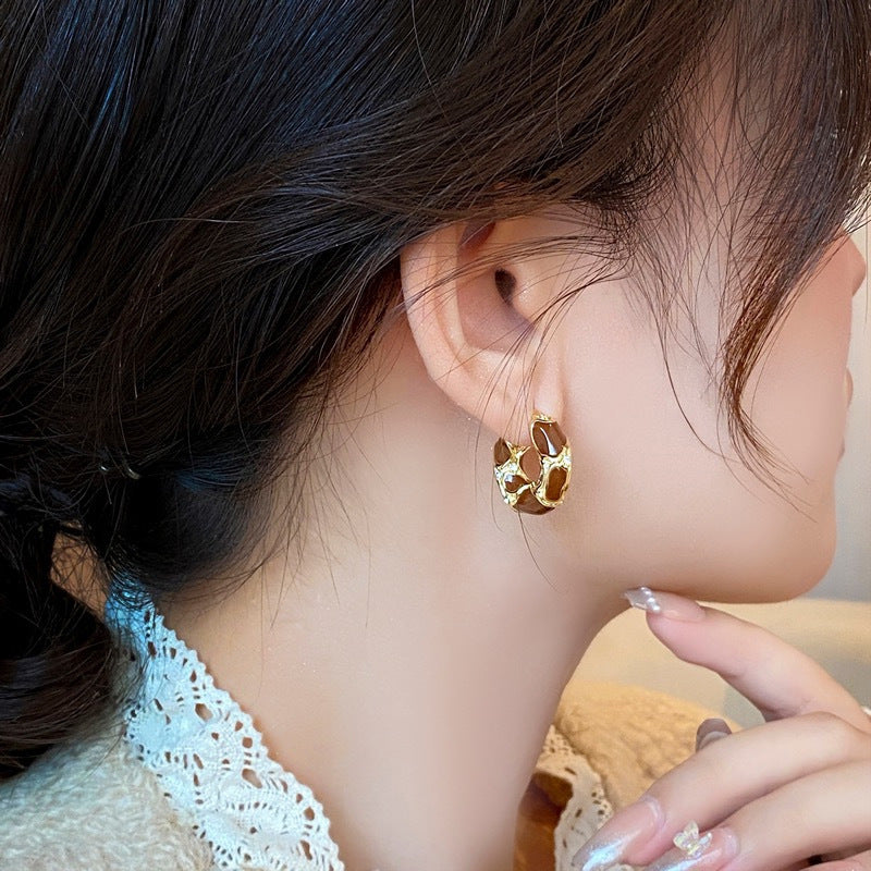 A2廠 韓國韓版秋冬鑲鑽滴油幾何銀針耳環 批發 折扣@洽客服 25.11.W1「HE28883」