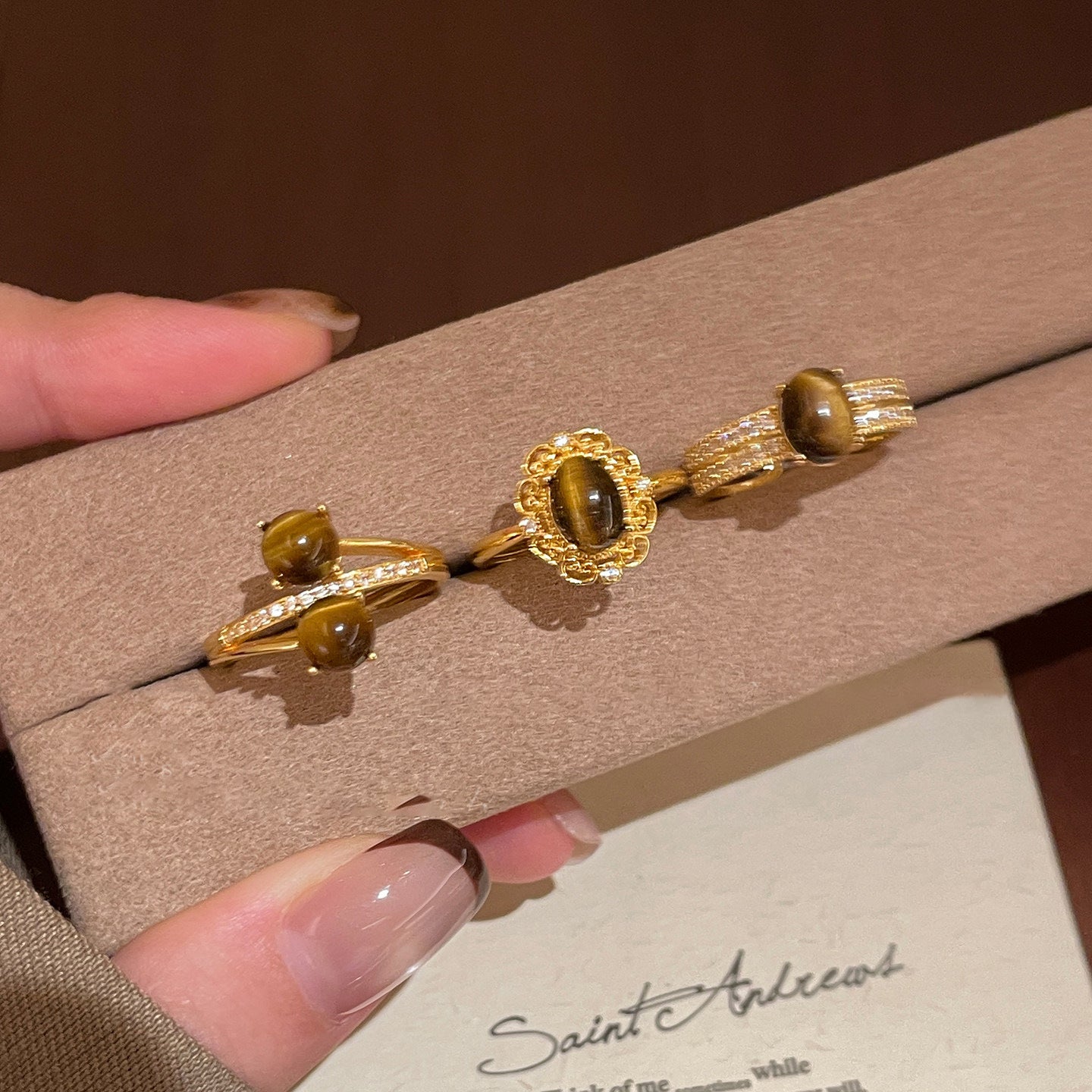 A2廠 韓國韓版鋯石虎眼石銅鍍真金開口戒指 批發 折扣@洽客服 26.02.W3「HR2927」