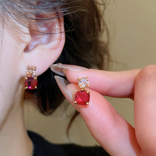 A2廠 韓國韓版 鋯石方形鈦鋼電鍍14K真金耳環批發 折扣@洽客服 26.03.W2「HE30640」