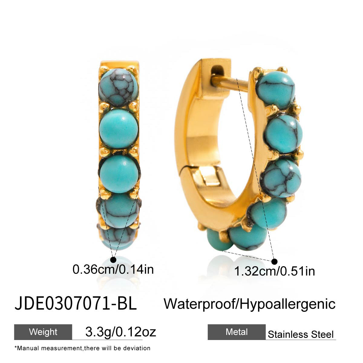 B廠 歐美款 PLENIO 玻璃珍珠U型 鈦鋼鍍18K金耳環 批發 折扣@洽客服 25.10.W5「JDE0307071」