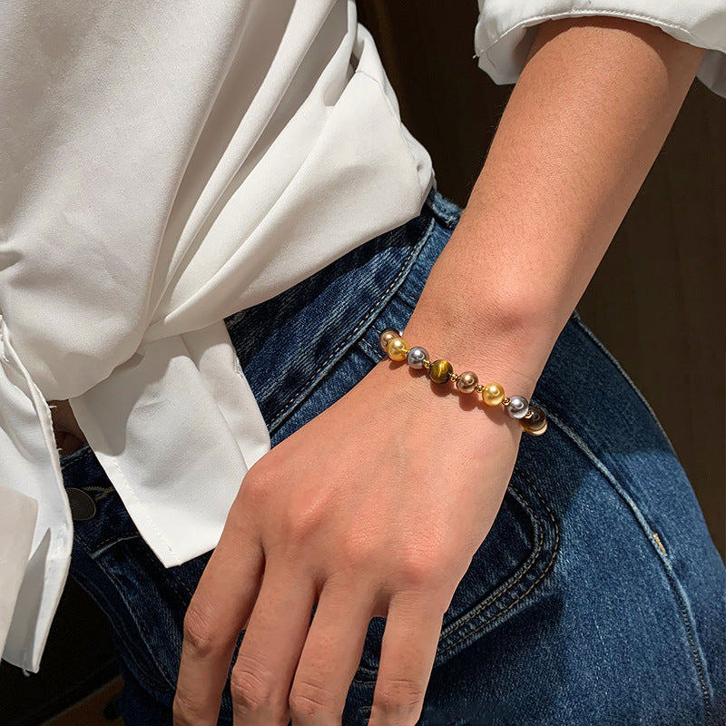 A2廠 韓國韓版復古虎眼石珍珠串珠磁吸手鍊 批發 折扣@洽客服 25.11.W3「HB4768」