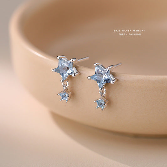 C廠 S925純銀｜韓國韓版韓版淺藍小清新星星耳環 批發 折扣@洽客服 26.01.W3「E6068」
