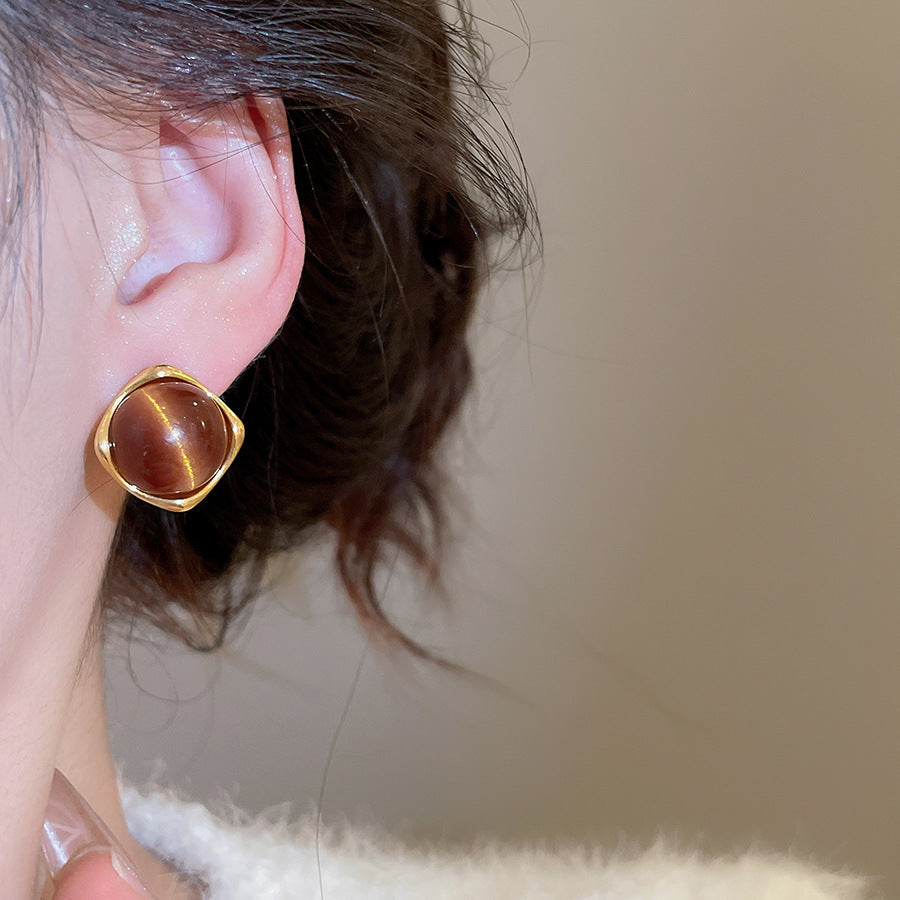 A2廠 韓國韓版虎眼石方形圓形銀針耳環 批發 折扣@洽客服 25.11.W2「HE29084 HE29102」