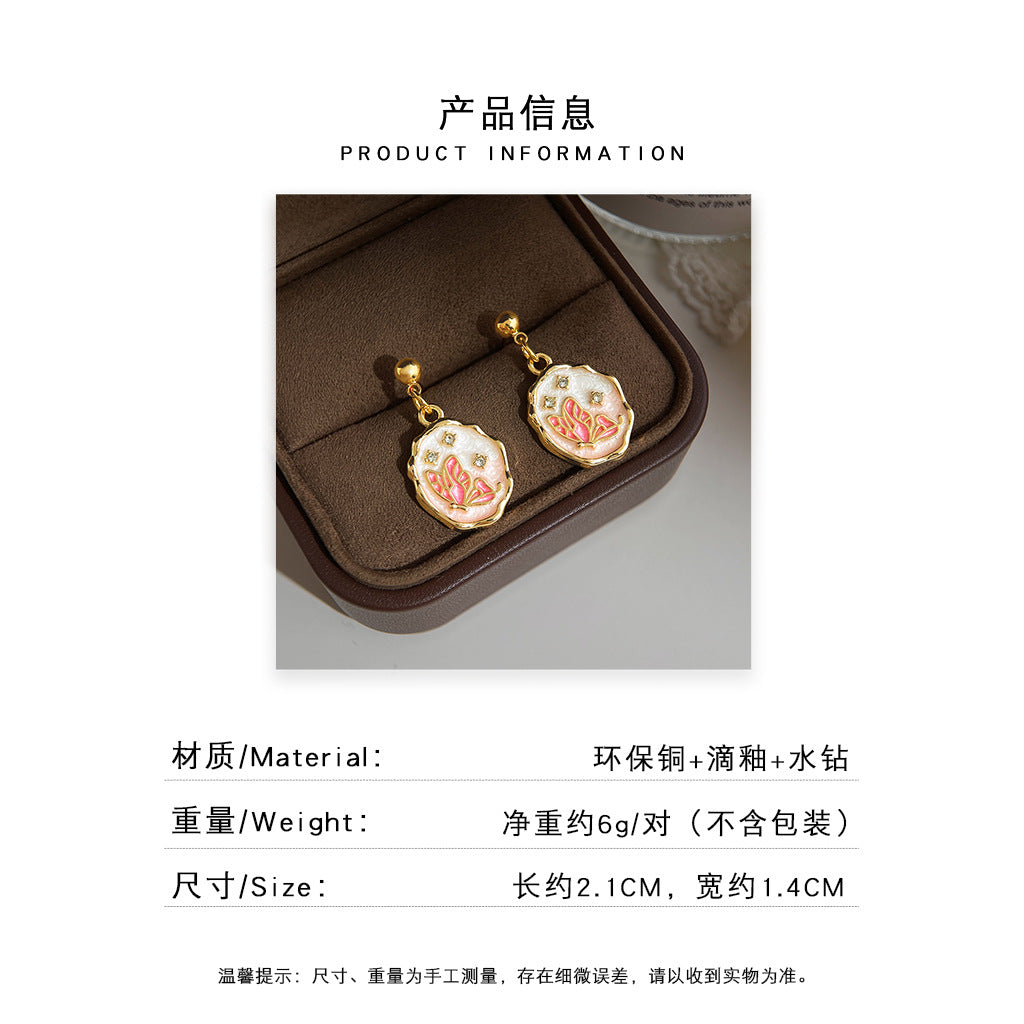 A廠 日韓款 手工漸層琺瑯滴釉粉蝴蝶銀針耳環批發 折扣@洽客服 26.06.W1「6591」
