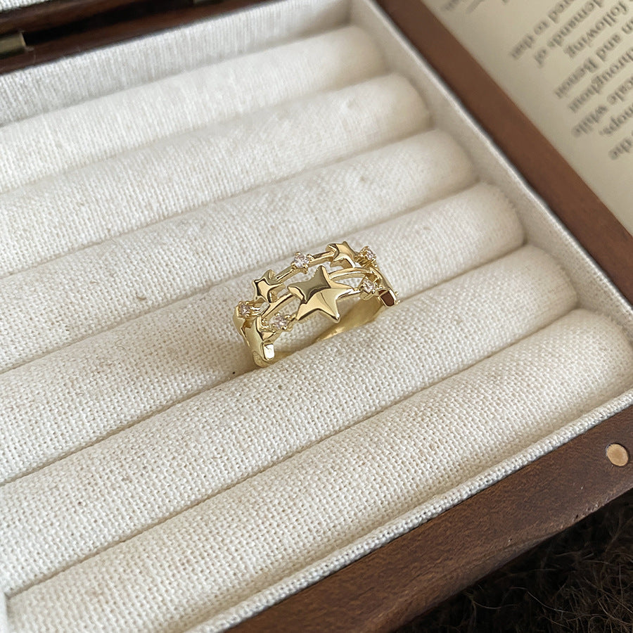 A2廠 韓國韓版三層星星開口戒指 批發 折扣@洽客服 25.12.W1「HR2818」