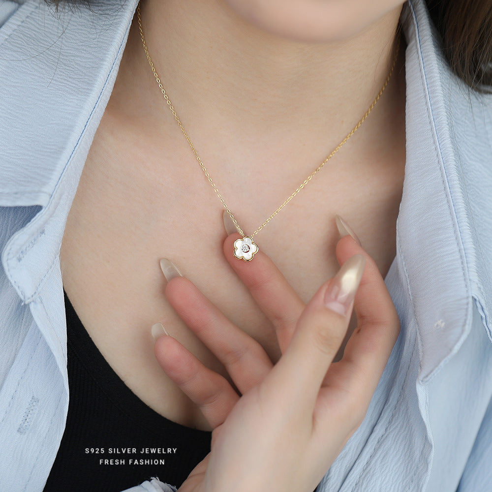 C廠 S925純銀｜韓國韓版小香風白貝花朵項鍊 批發 折扣@洽客服 26.01.W3「A4878」