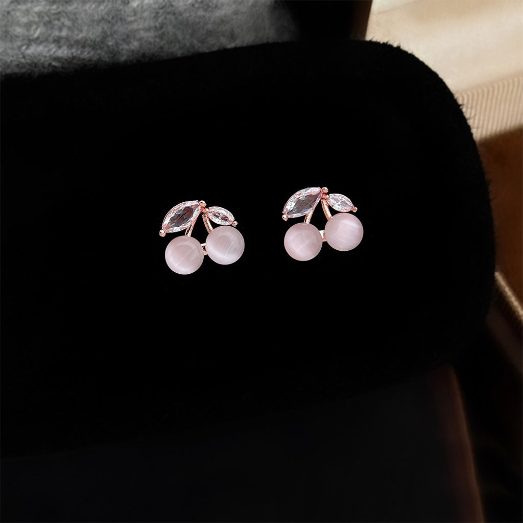 A廠 日韓貓眼石櫻桃銀針耳環 批發 折扣@洽客服 25.12.W3「C-122」