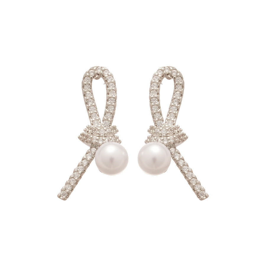 A2廠 韓國韓版鋯石打結珍珠銀針耳環 批發 折扣@洽客服 25.12.W1「WE5268」