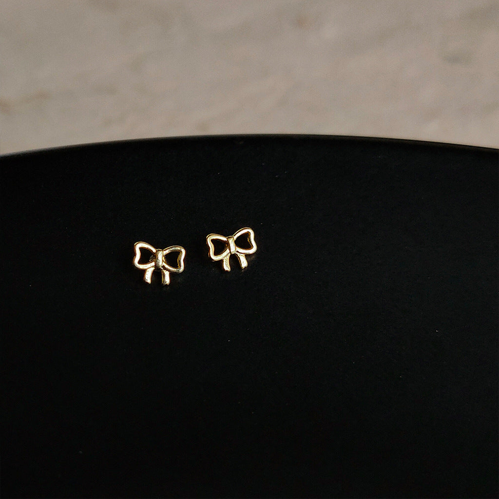 A廠 韓系小巧鏤空蝴蝶結環保銅銀針耳環批發 折扣@洽客服 26.03.10「B-737」