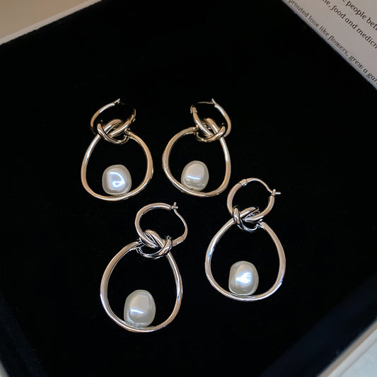 A2廠 韓國韓版不規則打結珍珠銀針耳環批發 折扣@洽客服 26.03.W3「HE30938」