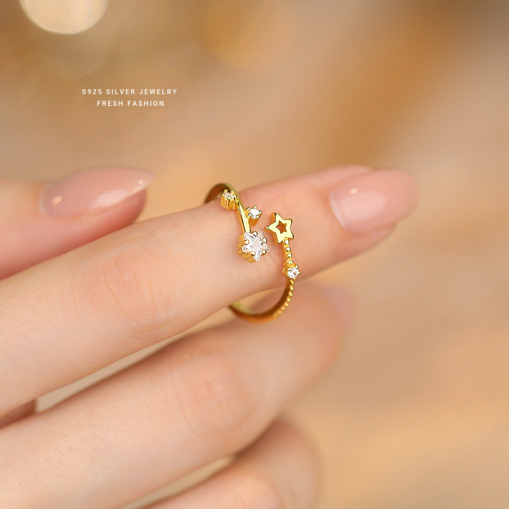 C廠 韓國韓版五角星鍍18K金S925純銀戒指 批發 折扣@洽客服 25.10.W5「K1060」