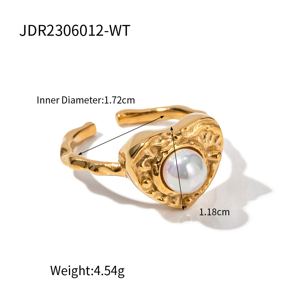 D廠【JDR2306012-WT】歐美小眾18K電鍍心形鑲嵌開口戒指 23.07.W3