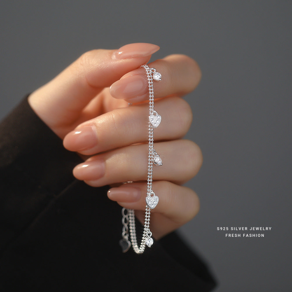 C廠 韓國韓版蕾絲水滴愛心S925純銀手鍊 批發 折扣@洽客服 25.10.W5「L1149」