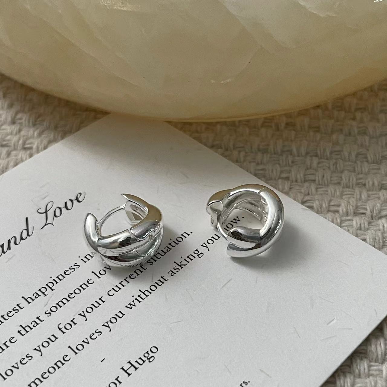 C2廠 韓國韓版雙層交叉925純銀耳環 批發 折扣@洽客服 25.11.W3「SE2492」