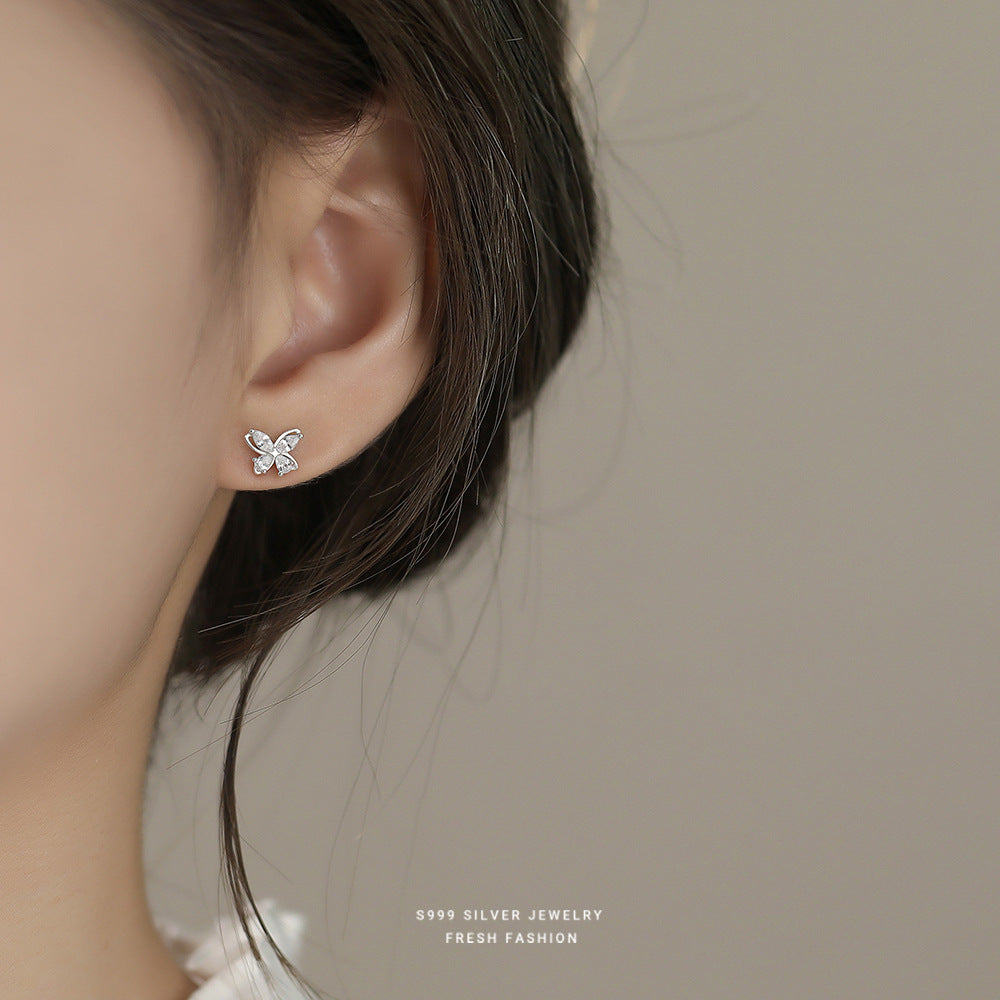 C廠 韓國韓版鏤空鋯石蝴蝶 S999純銀耳環 批發 折扣@洽客服 25.12. W2「E5872」