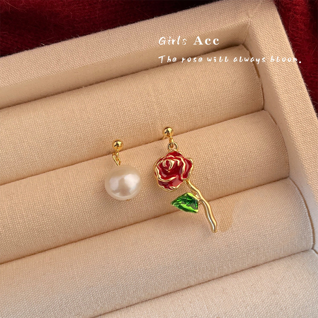 A廠 日韓款 復古玫瑰花淡水珍珠銀針耳環 批發 折扣@洽客服 25.11.W1「5067」