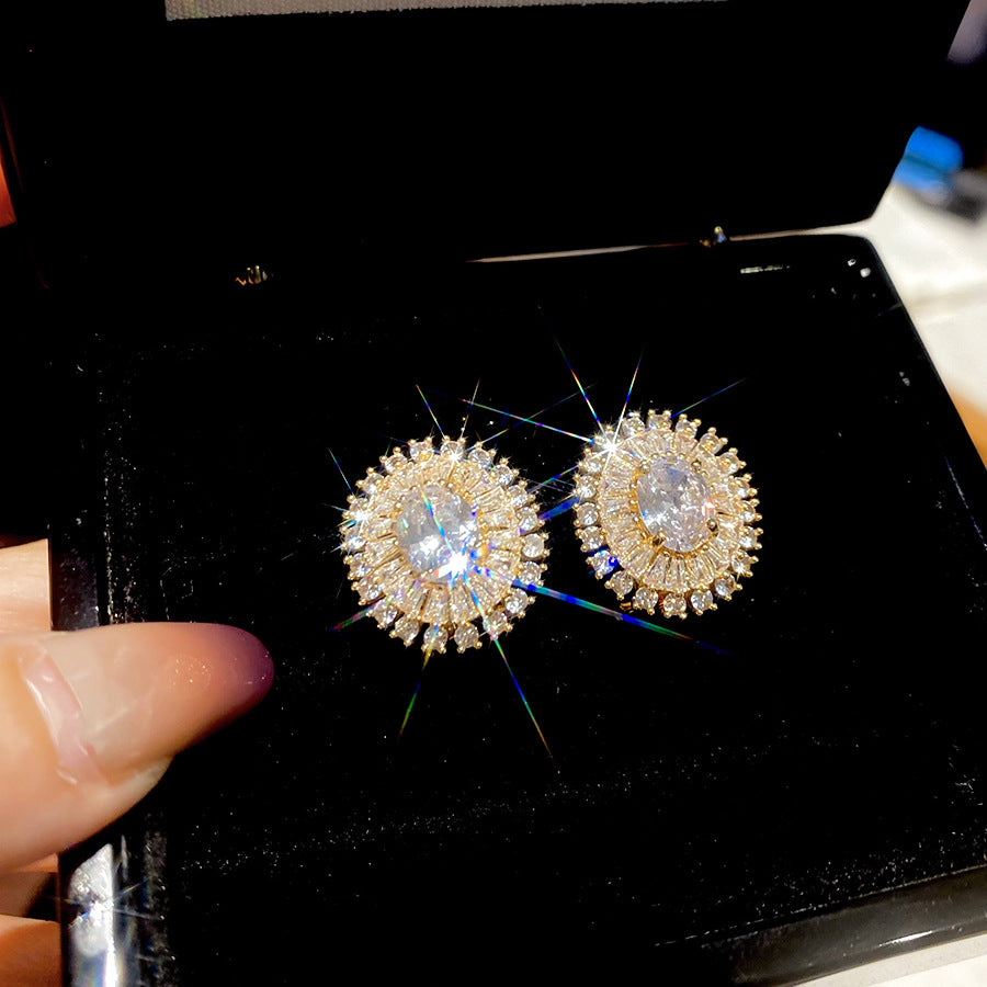 A2廠 韓國韓版鋯石橢圓形電鍍18K真金銀針耳環 批發 折扣@洽客服 25.11.W1「WE4963」