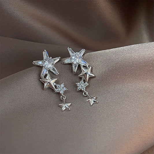A廠 日韓款 微鑲鋯石星星銀針耳環 批發 折扣@洽客服 25.11.W1「2525」