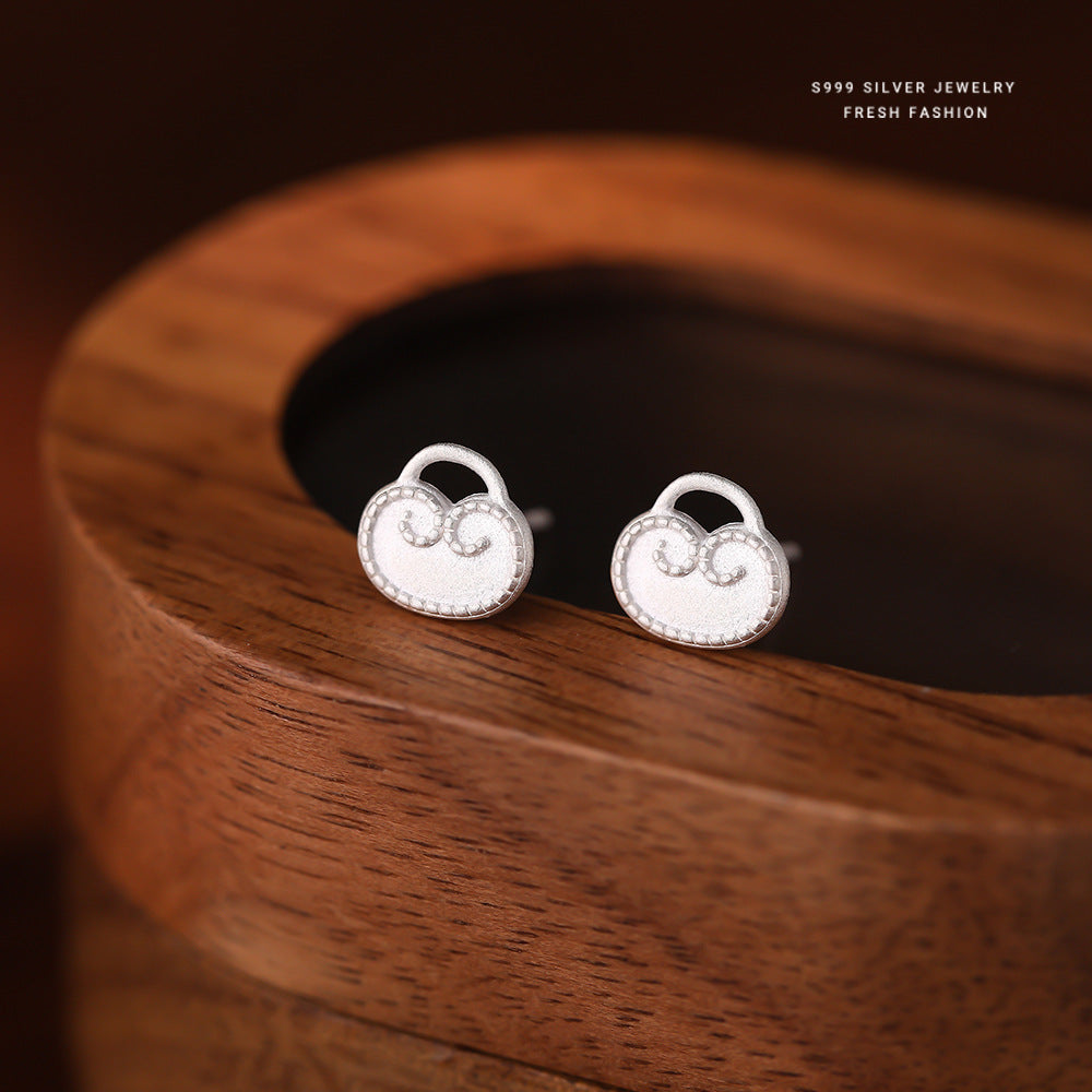 C廠 S999純銀｜韓國韓版如意平安鎖耳環 批發 折扣@洽客服 26.02.W3「E6188」