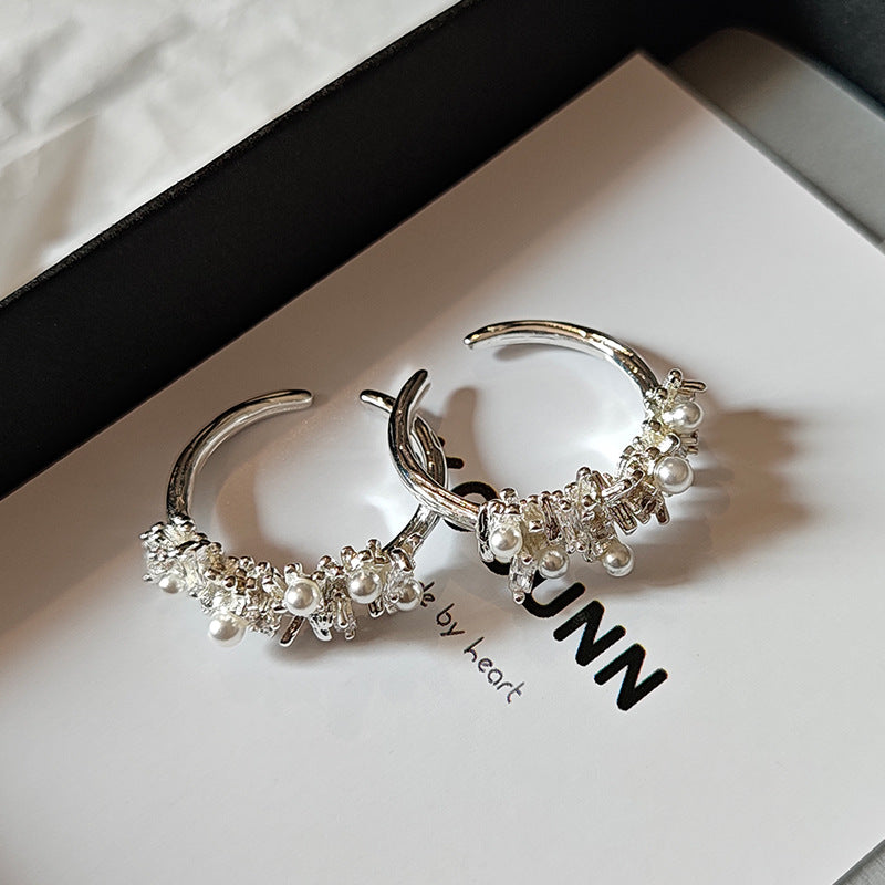 A2廠 韓國韓版重工設計感鋯石珍珠開口戒指 批發 折扣@洽客服 25.12.W1「HR2826」