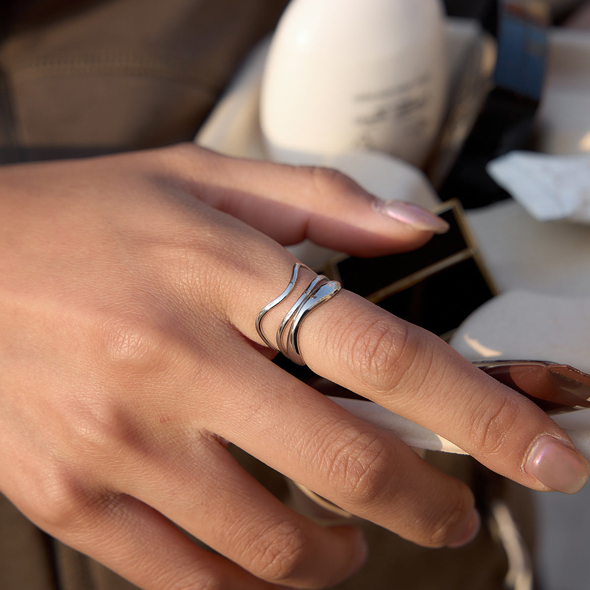 B廠 歐美款多層水波紋鋼色鈦鋼鍍18K金戒指批發 折扣@洽客服 26.03.W2「JDRW2305076-SL」