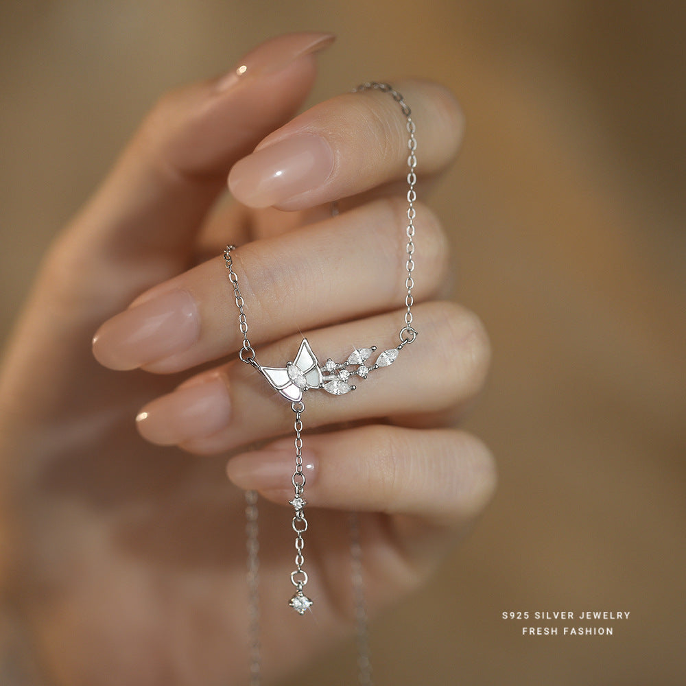 C廠 韓國韓版白貝蝴蝶S925純銀項鍊 批發 折扣@洽客服 25.12.W3「A4761」