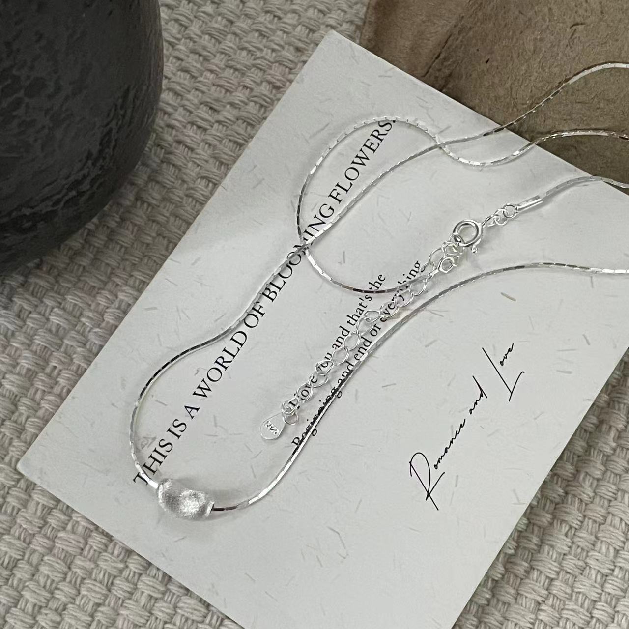 C2廠 韓國韓版拉絲豆豆S925純銀項鍊 批發 折扣@洽客服 25.11.W3「SN3518」